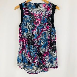 Nicole Miller Drape Front Sleeveless Top - M